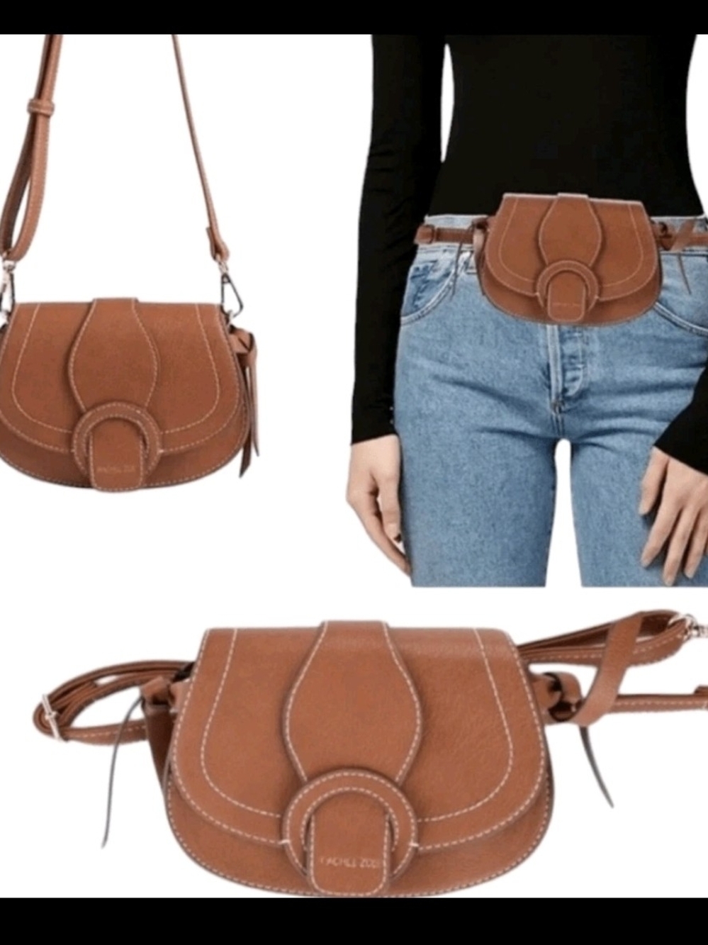 Rachel Zoe Saddle Crossbody & Belt Bag in Cognac Brown